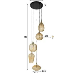 Hanglamp 5L V-shape Pattern getrapt