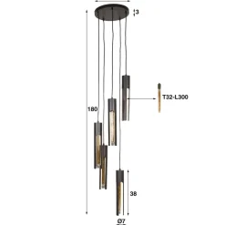 Hanglamp Tube 5 lichts