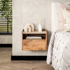 Nachtkastje hangend open vak Nuovo travertin