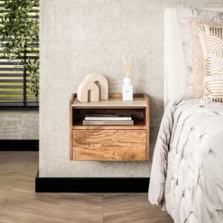 Nachtkastje hangend open vak Nuovo travertin