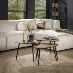 Salontafel driehoekig metallic, set van 3