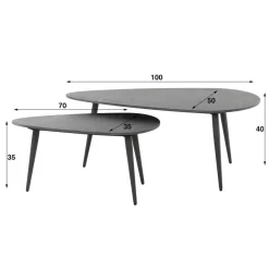 Salontafel Niervormig Ceramic, Set Van 2