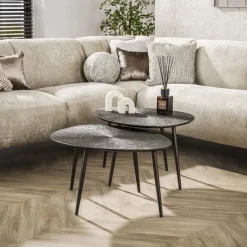 Salontafel set/2 Brown Ray Metal organisch