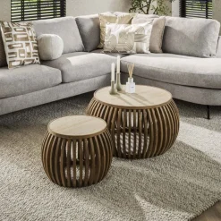 Salontafel set/2 curve Nuovo travertin