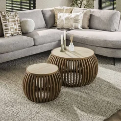 Salontafel set/2 curve Nuovo travertin