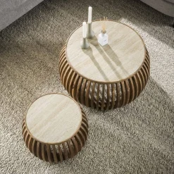 Salontafel set/2 curve Nuovo travertin