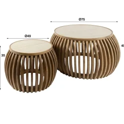 Salontafel set/2 curve Nuovo travertin