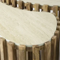 Salontafel set/3 niervorm Nuovo travertin