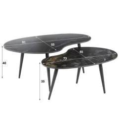 Salontafel set/2 niervormig fossil