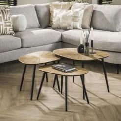 Salontafel set/3 vierhoekig ray metal