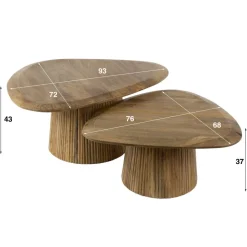 Salontafel set/2 wave driehoekig blad