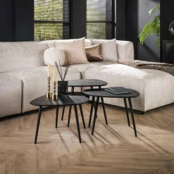 Salontafel vierhoekig metallic, set van 3