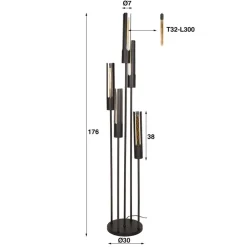 Vloerlamp Tube 5 lichts